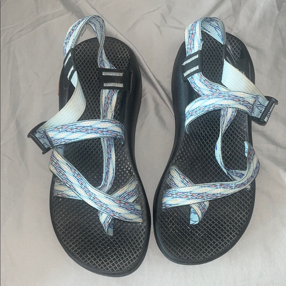 Chaco W9 Sport Sandals Multi Blue Straps Adjustable Hiking Water Shoes